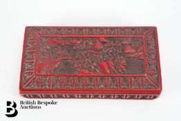 Chinese Red Cinnabar Pen Box