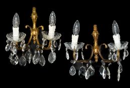 Two Italian Twin Branch Wall Sconces