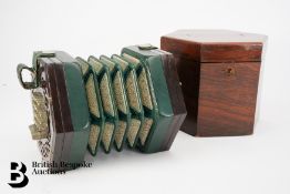 Victorian C Wheatstone & Co. Rosewood Hexagonal Concertina