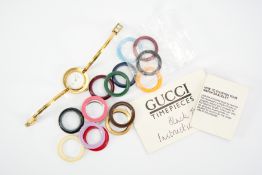 Lady's Gucci Interchangeable Bezel Bangle Wristwatch