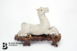 Raku Fired Figure of a Reclining Horse