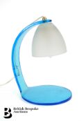 Italian 1980's/1990's Blue Glass Table Light
