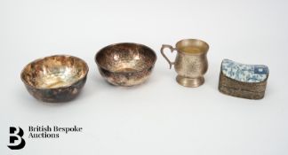 Two Planished Silver Plated Bowls