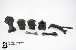 Three Cast Iron Tobacco Jars and Covers