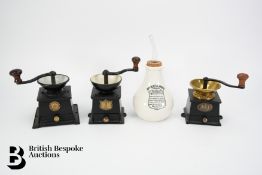 Three Cast Iron Coffee Grinders