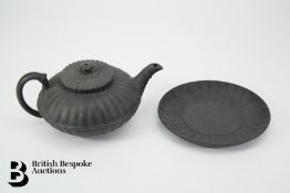 Wedgwood Black Basalt Tea Pot and Stand