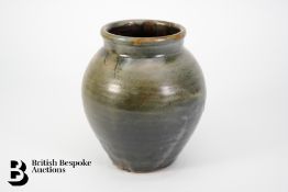 Olive Green Studio Pottery Vase
