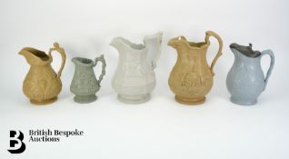 Six 19th Century Relief Moulded Jugs