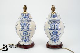 Pair of Blue and White Lamp Bases