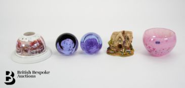 Four Glass Paperweights and Lilliput Lane The Chocolate Box