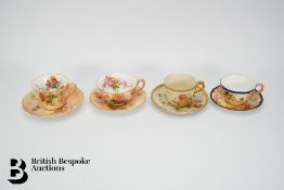 Four Blushware Tea Cups and Saucers