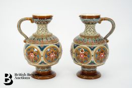Pair of Mettlach German Ewers