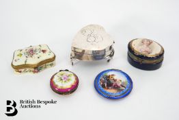 Three Pill Boxes, Enamel Compact and Trinket Box