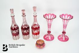 Quantity of Cranberry Glass