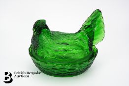 Vintage Emerald Green Glass Egg Basket