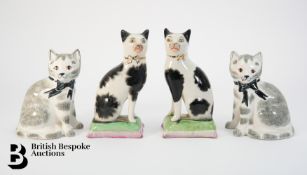 Pair of Staffordshire Pottery Cat Ornaments