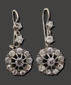 A pair of diamond-set ear pendants
