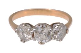 A diamond graduated three stone ring