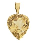 An Edwardian heart-shaped citrine pendant