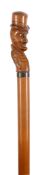 A late Victorian novelty Mr Punch carved walking cane c.1900