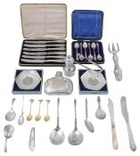 A collection of silver to include a George V pepper caster