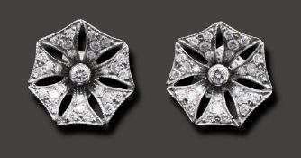 A pair of diamond-set cluster earrings