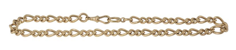 A heavy 18ct gold fob curb-link chain
