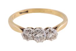 A three stone diamond ring