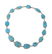 An early 19th century turquoise-set necklace