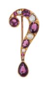 A late 19th century garnet and diamond novelty brooch