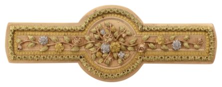 A French three coloured gold brooch