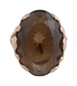 9ct gold and smokey quartz ring