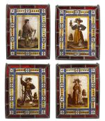 A set of four Victorian leaded glass panels