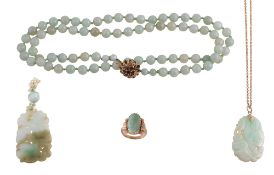 A collection of jade jewellery