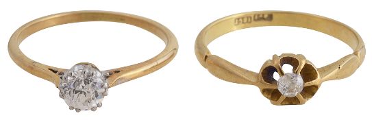 Two single stone diamond rings