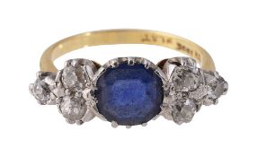 A sapphire and diamond-set ring