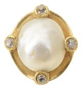 A late 19th/early 20th century pearl and diamond-set stick pin head