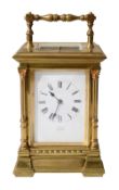 A large late 19th century French ormolu cased repeater carriage clock