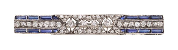 An early 20th century diamond-set bar brooch