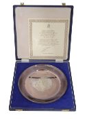 An Elizabeth II limited edition silver commemorative plate