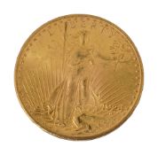 An American 1924 $20 dollar double eagle Saint Gaudens gold coin