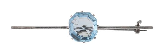 An aquamarine bar brooch