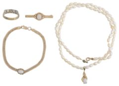 A collection of opal set jewellery