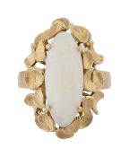 An oval opal ring