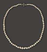 A set of cultured pearls in a fitted case