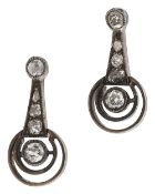 A pair of diamond-set ear pendants