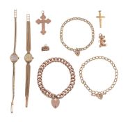 A collection of 9ct gold