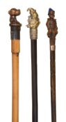 Three Victorian and later novelty walking canes