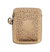 An Edwardian 9ct gold vesta case