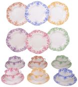 A Shelley harlequin 'Dainty' shape Daisy pattern tea service for six